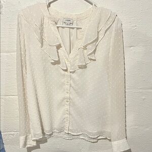 J. Crew Women's Ivory Ruffle Blouse
